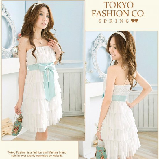 Japanese Fashion Sweet layered Dress White #601