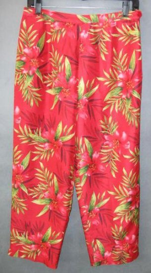 SILKLAND pretty floral SILK PANTS size 8