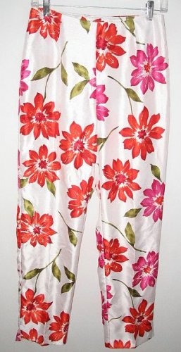 GIORGIO FIORLINI white floral PANTS size 6 NEW