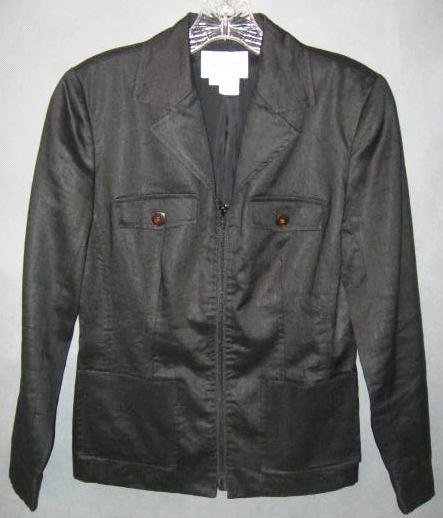 TO TONKO sharp black linen JACKET size 2 petite