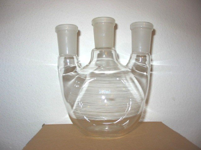 3-neck Flat bottom boiling flask: 24/40, 500ml