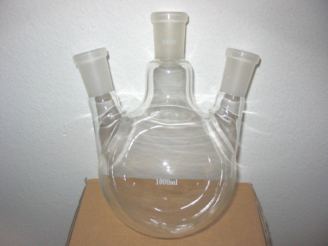3-neck Round bottom boiling flask: 24/40 1000ml, angled, free shipping