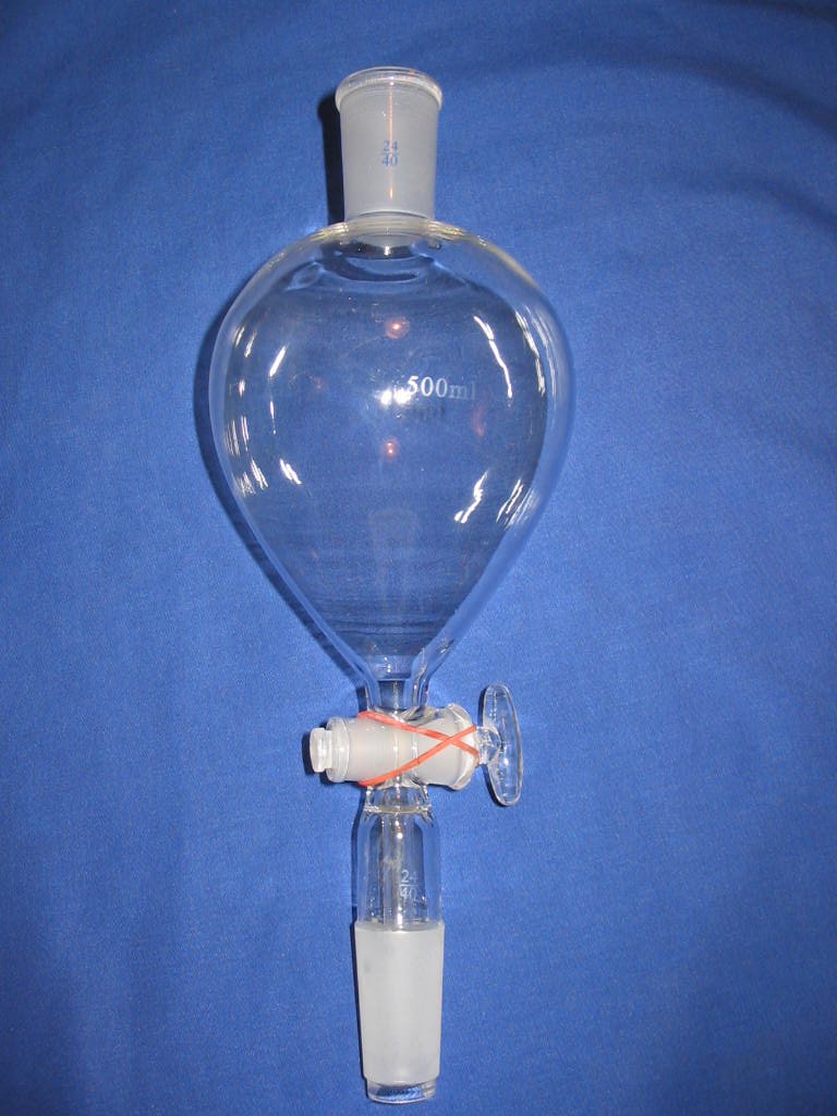 Separatory/addition funnel: 24/40, 500ml, globe