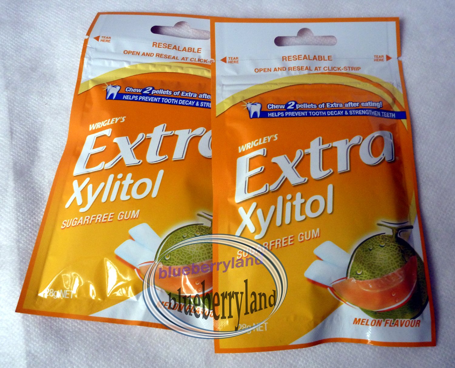Wrigley`s Extra Zylitol Melon flavor Menthol Sugarfree Gum x 2 Packets