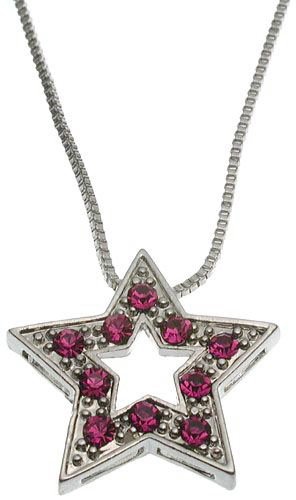 Pink Crystal Star Pendant with Box Chain