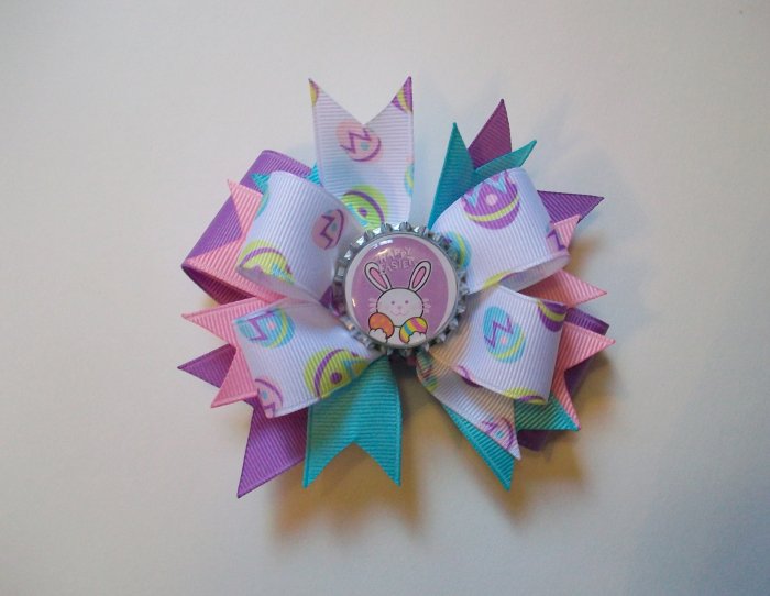 Happy Easter Egg Bottle Cap Bow