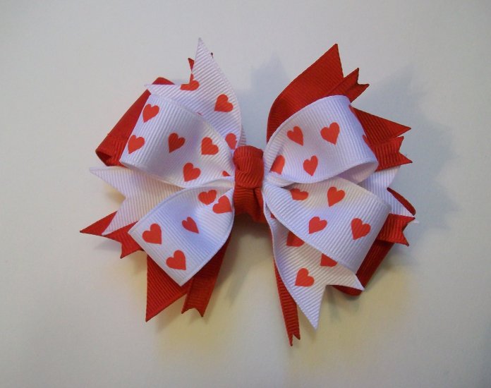 Red Hearts Large Boutique Bow