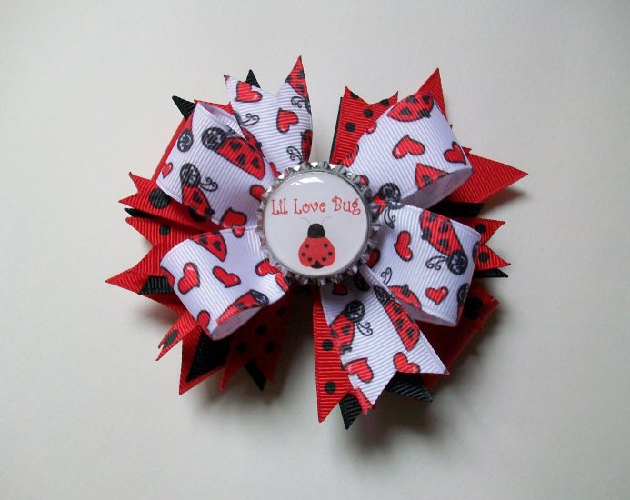 Love Bug Bottle Cap Bow
