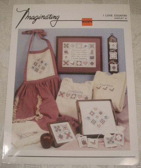 IMAGINATING I LOVE COUNTRY CROSS STITCH LEAFLET *SHIPS FREE*