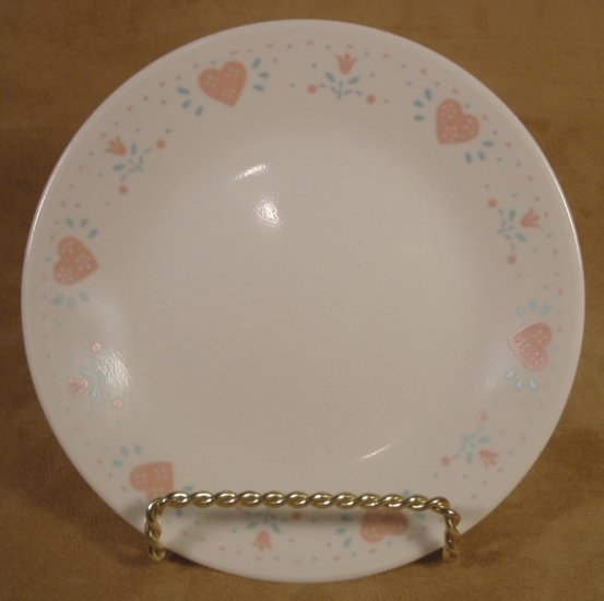 CORELLE FOREVER YOURS DESSERT PLATES PEACH HEARTS