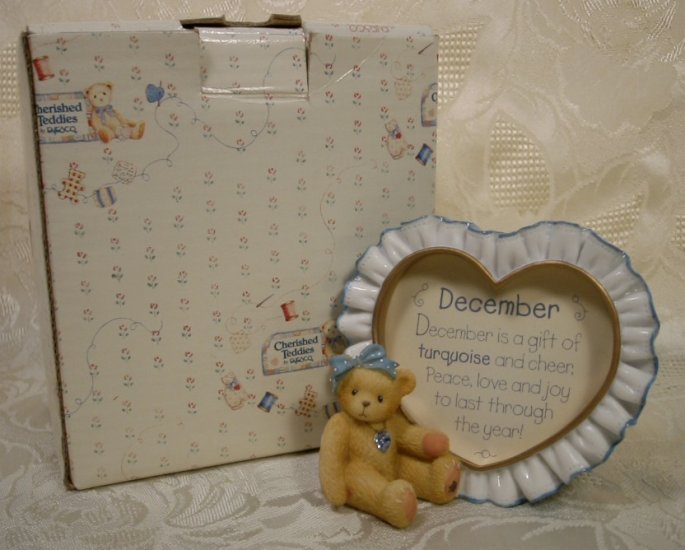 ENESCO CHERISHED TEDDIES DEC. BIRTHSTONE PHOTO FRAME *SHIPS FREE*