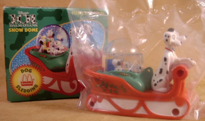 MCDONALDS 1996 101 DALMATIONS SNOW DOME DOG SLEDDING *SHIPS FREE*