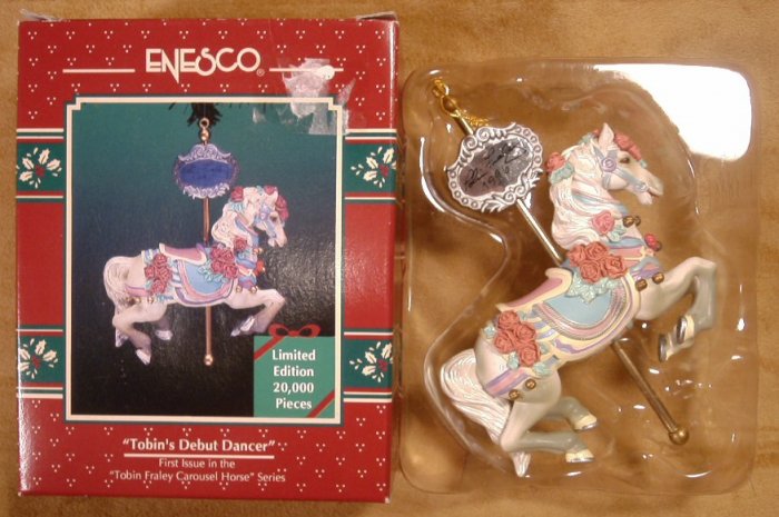 ENESCO TOBIN'S DEBUT DANCER L.E. ORNAMENT CAROUSEL HORSE 1996 *SHIPS FREE*