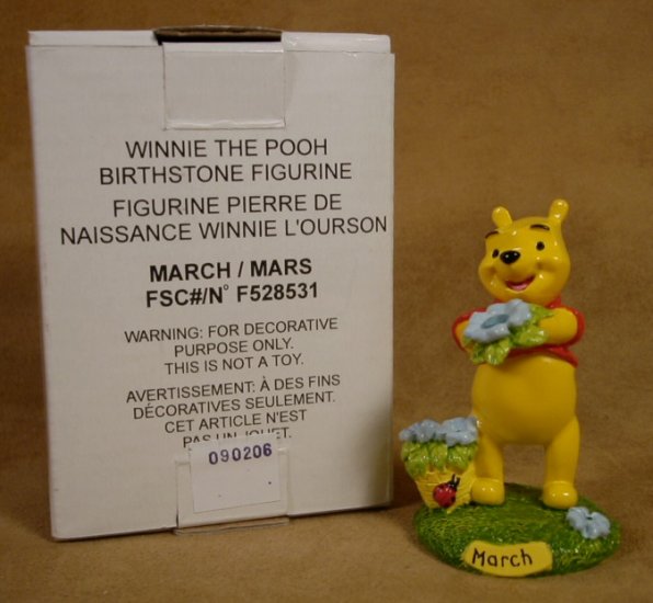 DISNEY WINNIE THE POOH MARCH BIRTHSTONE FIGURINE *SHIPS FREE*