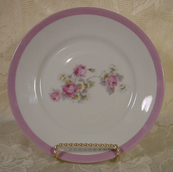 PORCELAIN PLATE W/ PINK ROSES PATRA GERMANY