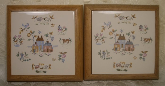 INTERNATIONAL CHINA HEARTLAND SET OF 2 TILE TRIVETS OAK