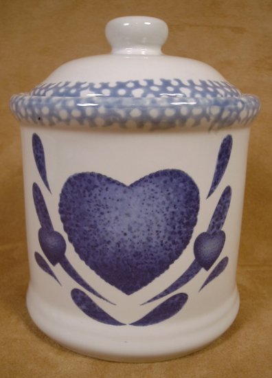 CORELLE BLUE HEARTS MED. STONEWARE CANISTER