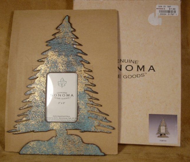 SONOMA RUSTIC CHRISTMAS TREE PHOTO FRAME 2" X 3" *NIB* *SHIPS FREE*