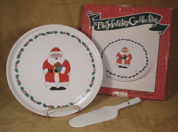 COOKS BAZAAR ROLY POLY SANTA CERAMIC CAKE SET *NIB*