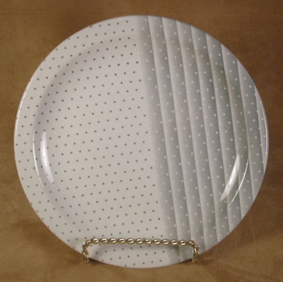 CHURCHILL ENGLAND SHADES GRAY DOTTED SALAD PLATES SET OF 3