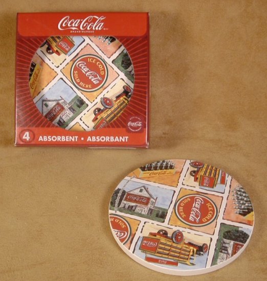 COLLECTIBLE COCA-COLA GOOD OLE DAYS STONE COASTERS *NIB* *SHIPS FREE*