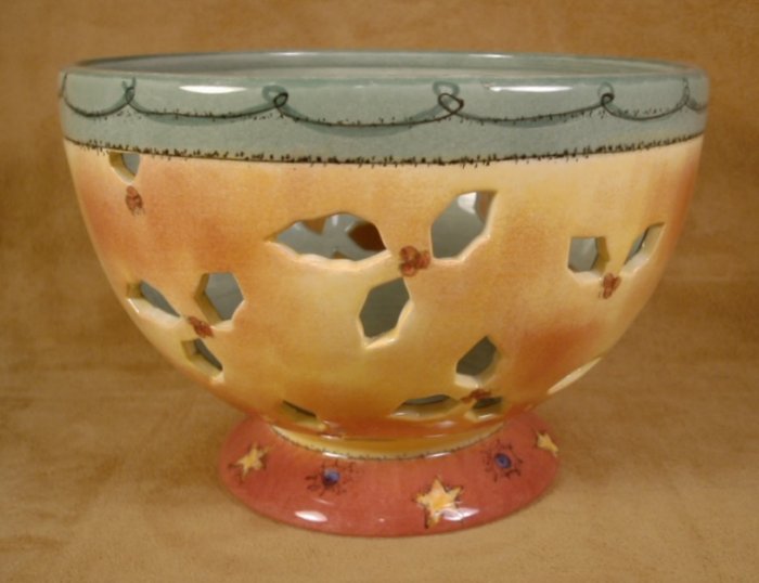 SANGO SWEET SHOPPE CHRISTMAS LG. PIERCED FOOTED BOWL