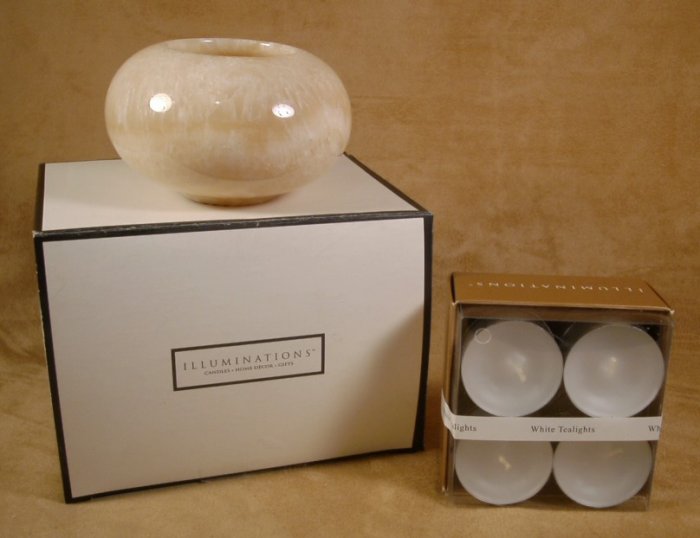 ILLUMINATIONS QUARTZ TEALIGHT HOLDER *NIB* W/TEALIGHTS