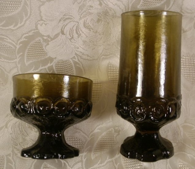 TIFFIN FRANCISCAN MADEIRA OLIVE GREEN GLASSES LOT OF 3