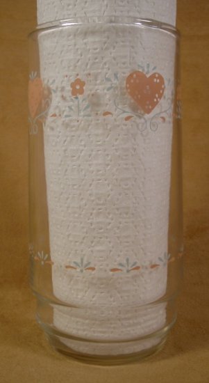 CORELLE FOREVER YOURS PEACH HEARTS 16 OZ. GLASSES - 4-B