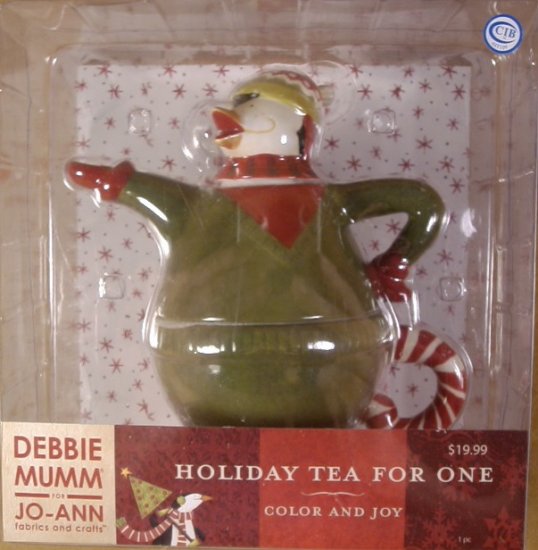 DEBBIE MUMM COLOR AND JOY HOLIDAY TEA FOR ONE TEAPOT