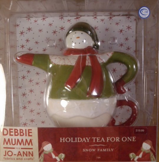 DEBBIE MUMM SNOW FAMILY HOLIDAY TEA FOR ONE TEAPOT *NIB
