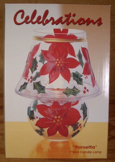CELEBRATIONS POINSETTIA 7" MINI CANDLE LAMP *NIB*