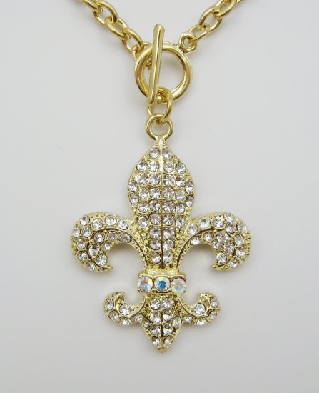 Golden Fleur De Lis encrustred with Swarovskis *large*