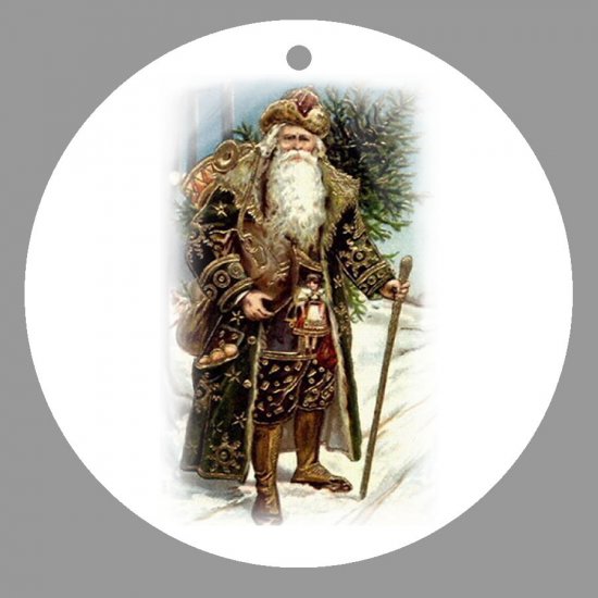 Victorian Style Santa Clause Porcelain Christmas Ornament - German Santa 01 - NEW