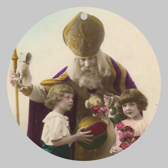 Victorian Style Santa Clause Porcelain Christmas Ornament - Purple & Gold Santa - NEW