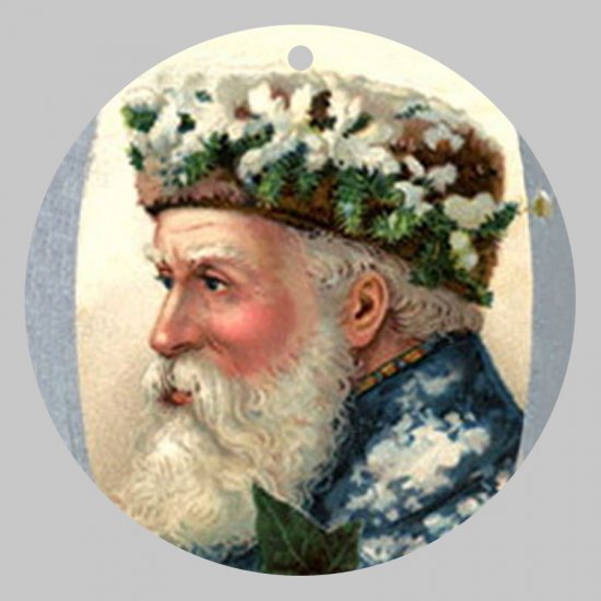 Victorian Style Santa Clause Porcelain Christmas Ornament - Santa Profile - NEW