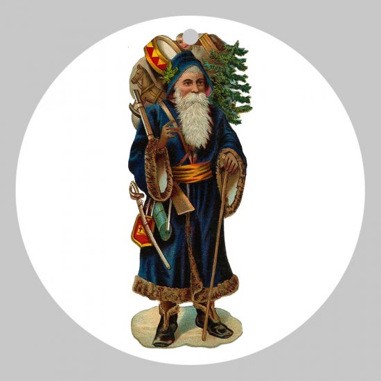 Victorian Style Santa Clause Porcelain Christmas Ornament - Woodland Santa - NEW