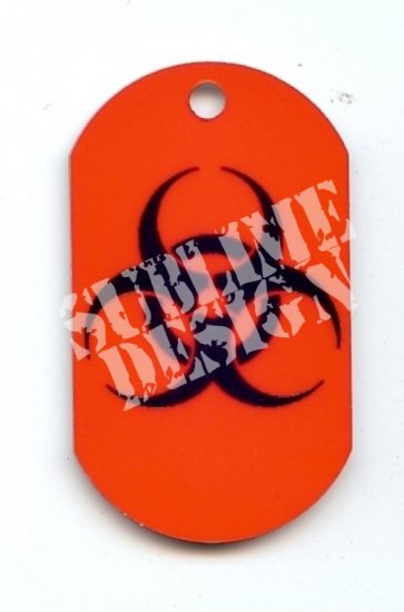 ALUMINUM DOG TAG With 30" CHAIN - Biohazard - NEW