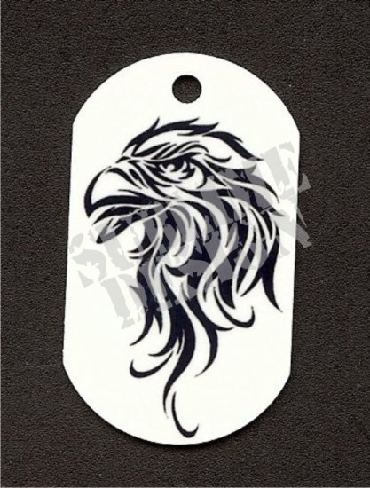 ALUMINUM DOG TAG With 30" CHAIN - Tribal Eagle - NEW