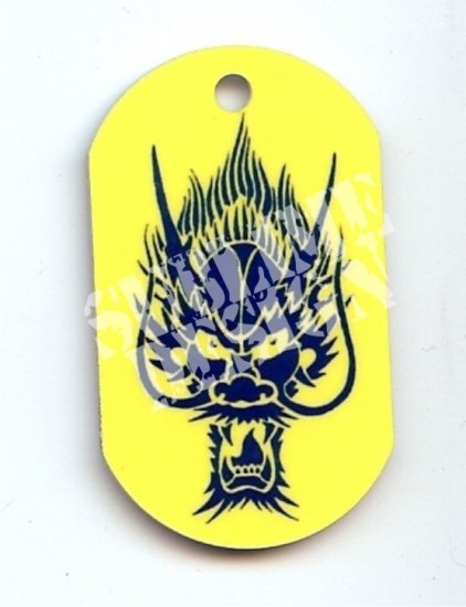 ALUMINUM DOG TAG With 30" CHAIN - Blue Dragon - NEW