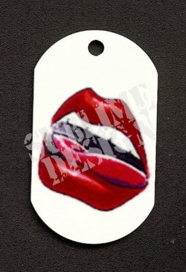 ALUMINUM DOG TAG With 30" CHAIN - Lips & Tongue- NEW