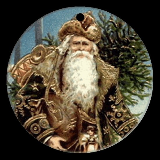 Victorian Style Santa Clause Porcelain Christmas Ornament - German Santa 02 - NEW