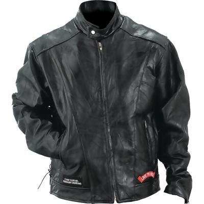 Diamond Plateâ„¢ Rock Design Genuine Buffalo Leather Motorcycle Jacket