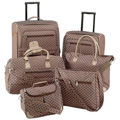 Gigi Chantal⢠6pc Brown Tapestry Luggage Set