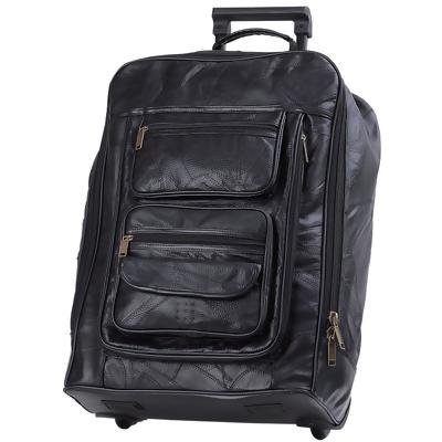 Embassy⢠21" Black Hand-Sewn Pebble Grain Genuine Leather Trolley Case