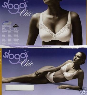 sloggi chic 38c white cotton lace bra brand new in original retail box