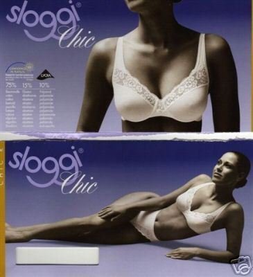 sloggi chic 38b white cotton lace bra brand new in original retail box