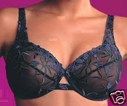 36b charnos Bioform black floral Embroidered Bra