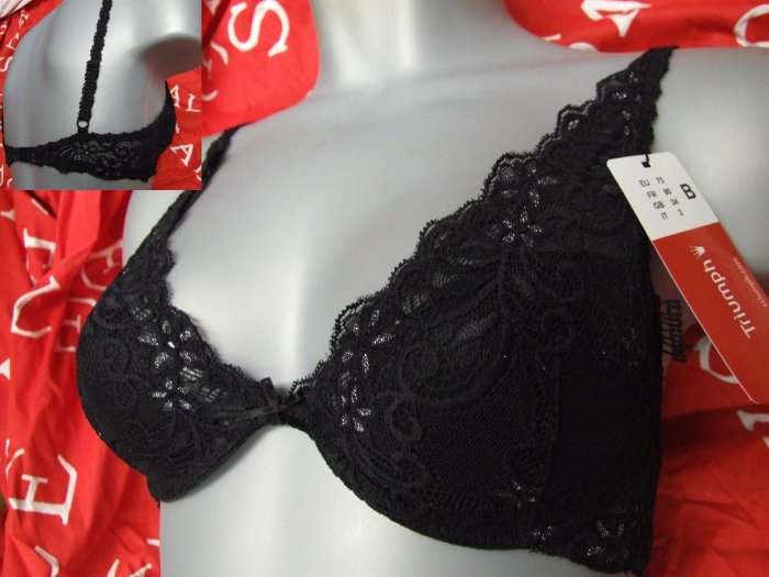 38c triumph seductive feel black lace glitter bra new with original brand tags