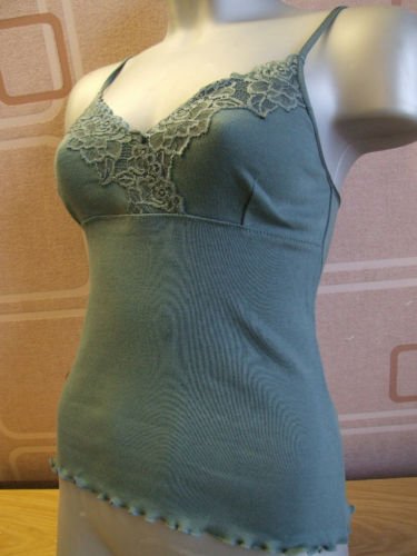 ex kew cotton & lace teal shaped vest 10/12 s BN